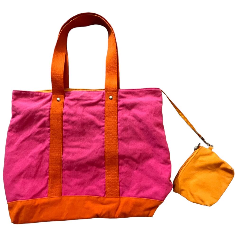 unbranded Bright Canvas Tote Bag and Pouch Set